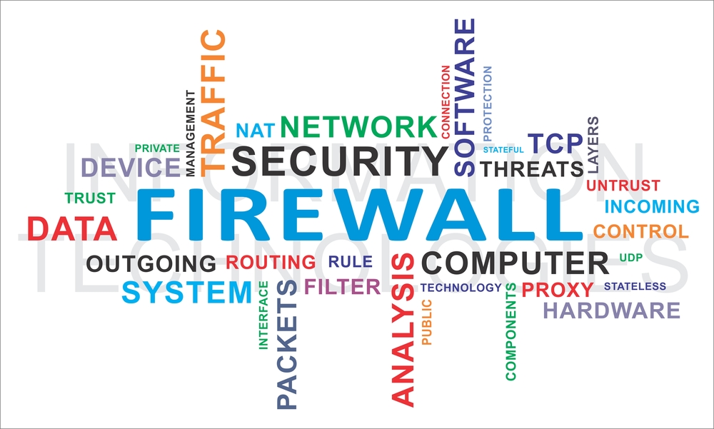 Ilustração de segurança de rede com firewall